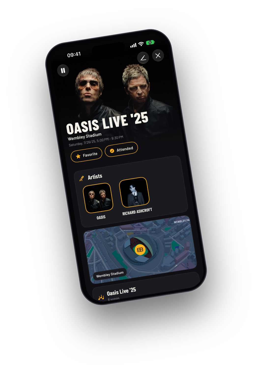Concert page for Oasis Live '25 at Wembley Stadium